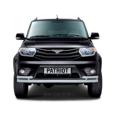 Защита переднего бампера двойная с углами d63/51мм ИСКРА (ППК) U@Z P@triot (2014-н.в.)